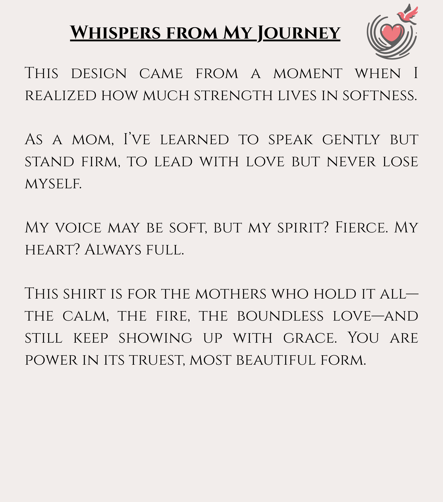 MOM Glitter Shirt – Soft Voice Fierce Spirit Full Heart T-Shirt for Strong Loving Moms